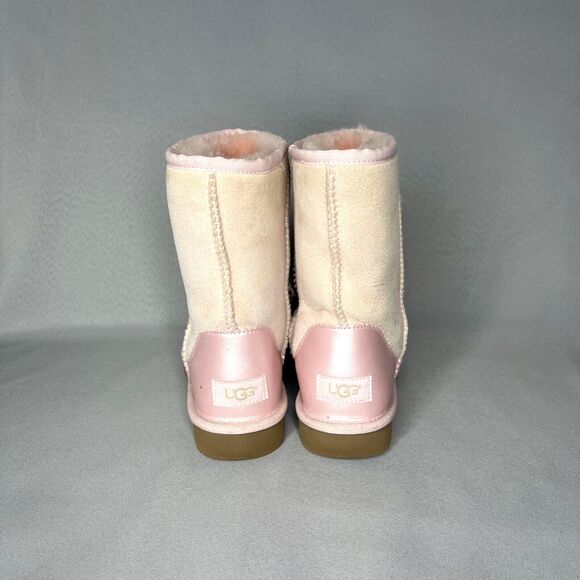 Womens 7 UGG Boots Classic Short Metallic Seashell Pink Suede Wool StoresSoldOut - Picture 4 of 16